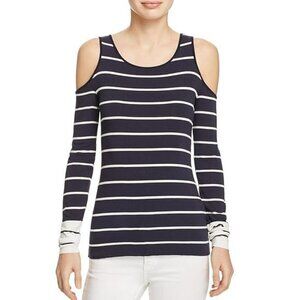 NEW Anthropologie Bailey 44 Harbor Master Cold-Shoulder Striped Top Size M Navy‎